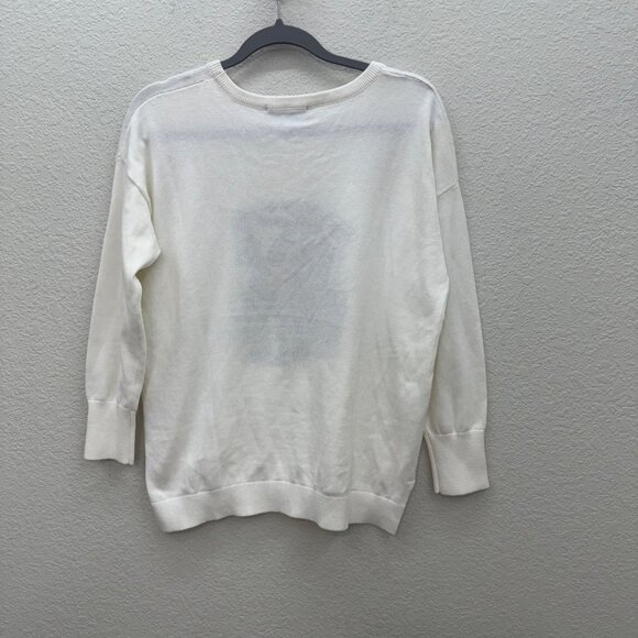 French Connection Apres Ski Bulldog White Knit Sweater Jumper Womens size Small - Picture 6 of 6